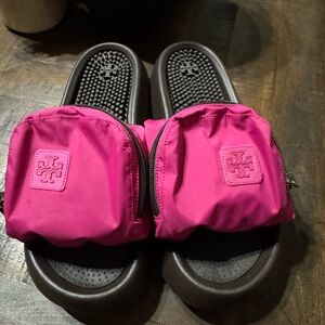 NEW Tory Burch Fuchsia Pocket Slide Sandals.